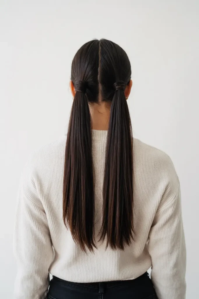 13.long straight double ponytail