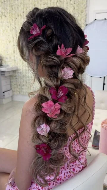 Messy Braid with Floral Pins