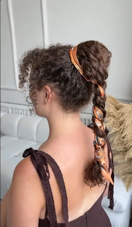 Scarf-Wrapped Ponytail