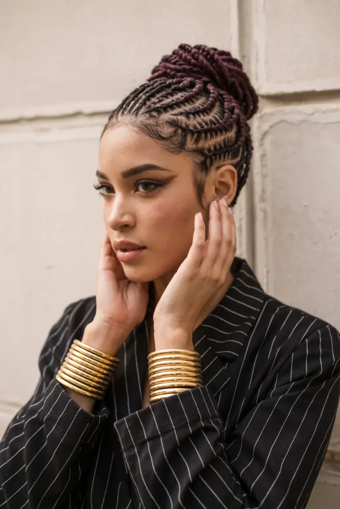 14. Cornrows into Bun