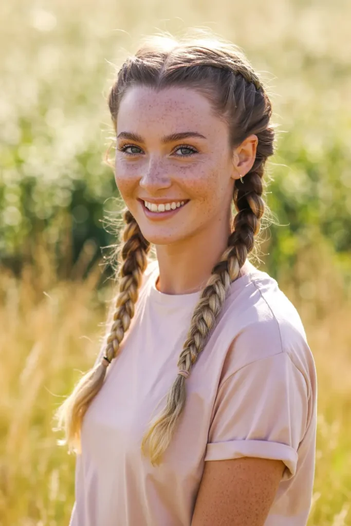30 Trendy Hairstyles for Summer to Beat the Heat in Style 14 14. Double Braids