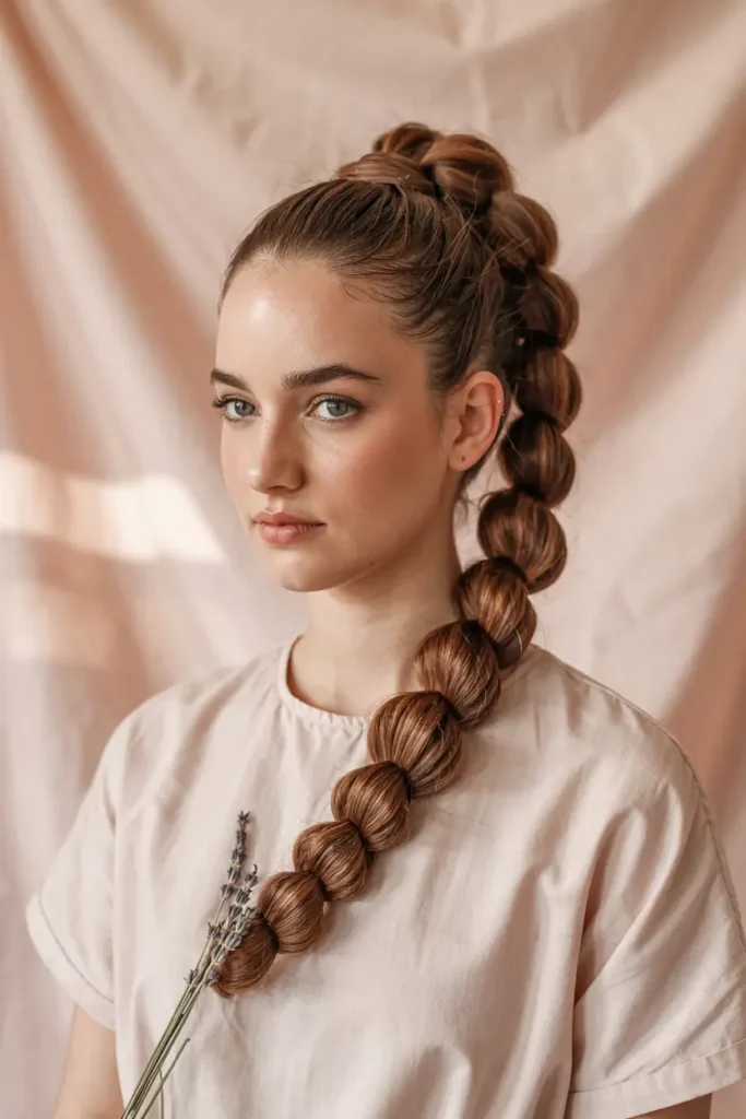 14. Polished Rope Twist Ponytail