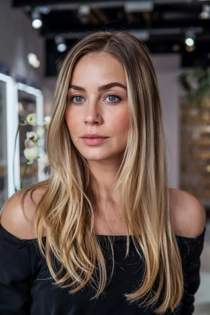 15. Deep Side Part Straight Hair