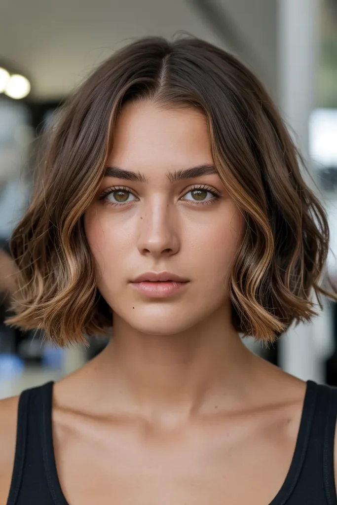 15. Middle Parted Wavy Bob