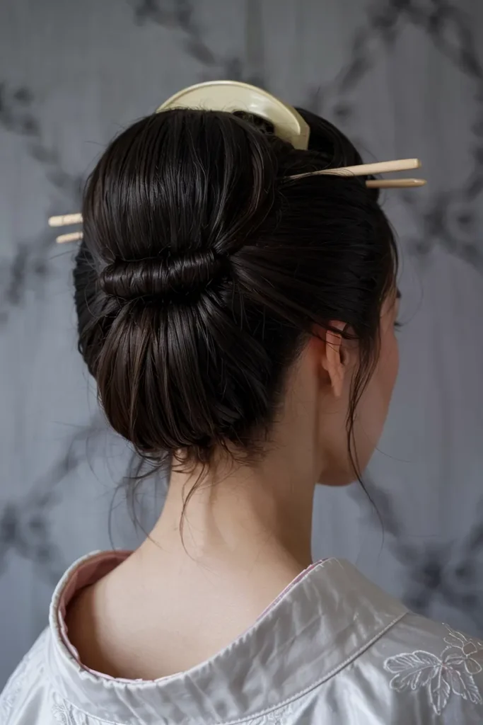 15. Minimalist Geisha Inspired Updo