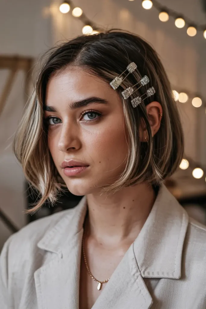 The Lazy Girl’s Guide to Easy Bob Hairstyles 15 15.Bob with Bobby Pins