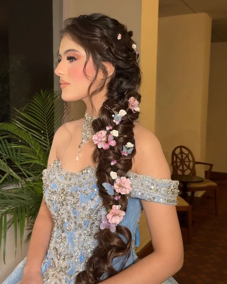 Side-Parted Floral Waves