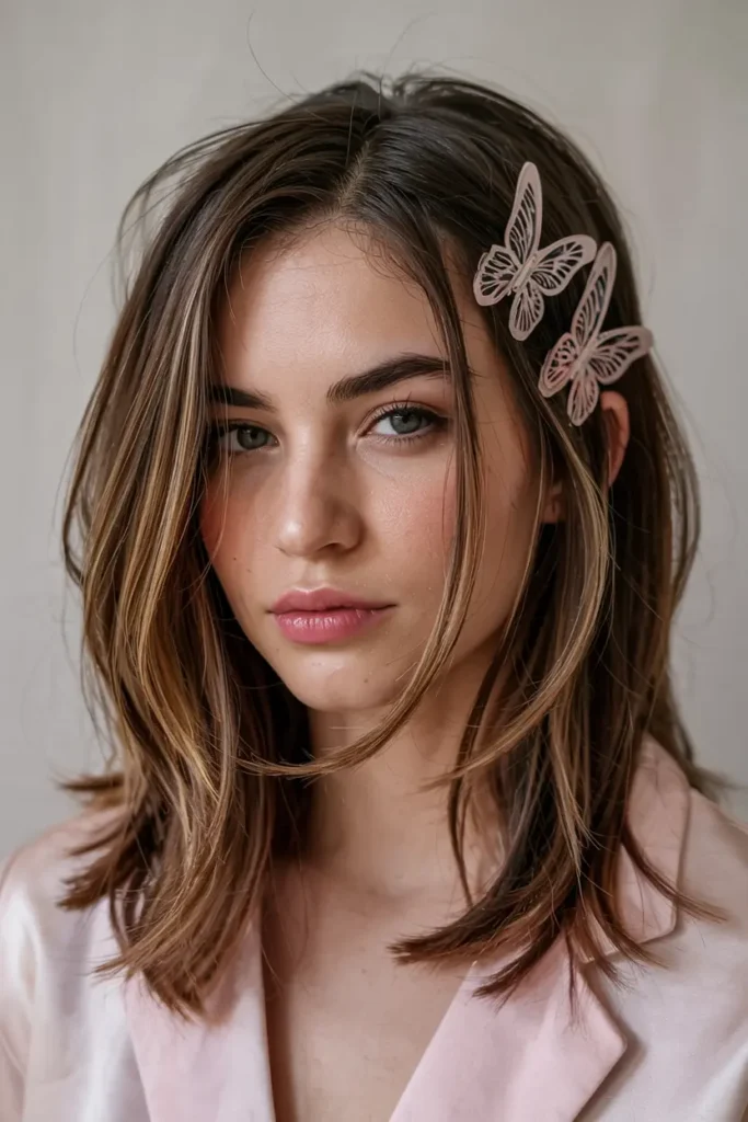 22 Top Step Cut hairStyles for a Modern Makeover 16 16. Butterfly Clips on Step Cut Hair