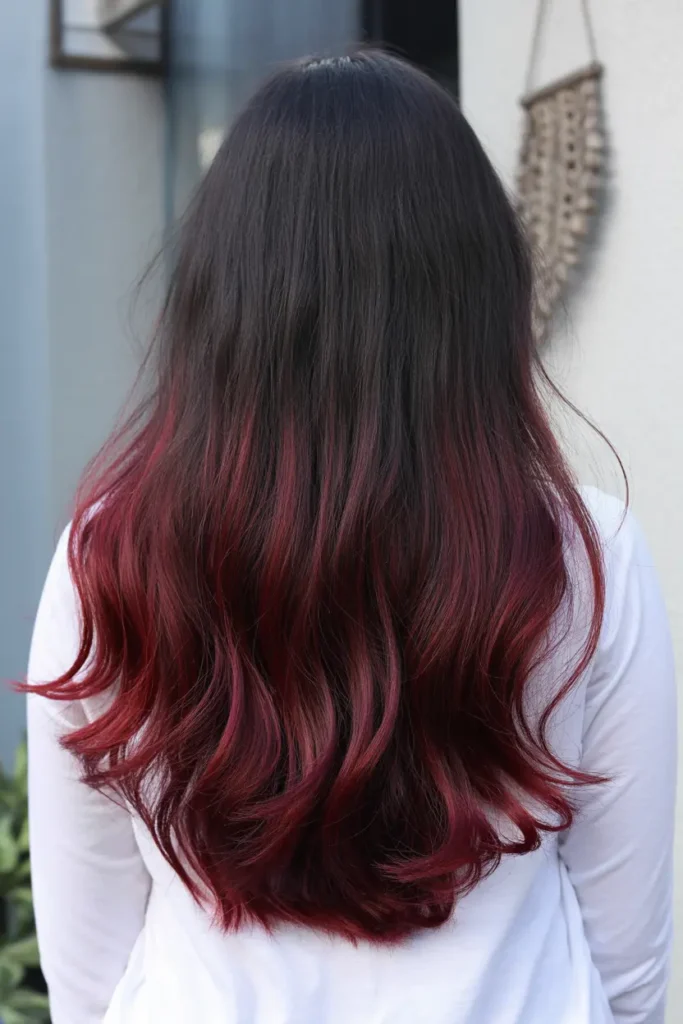 16. Dark Cherry Red with Black Roots