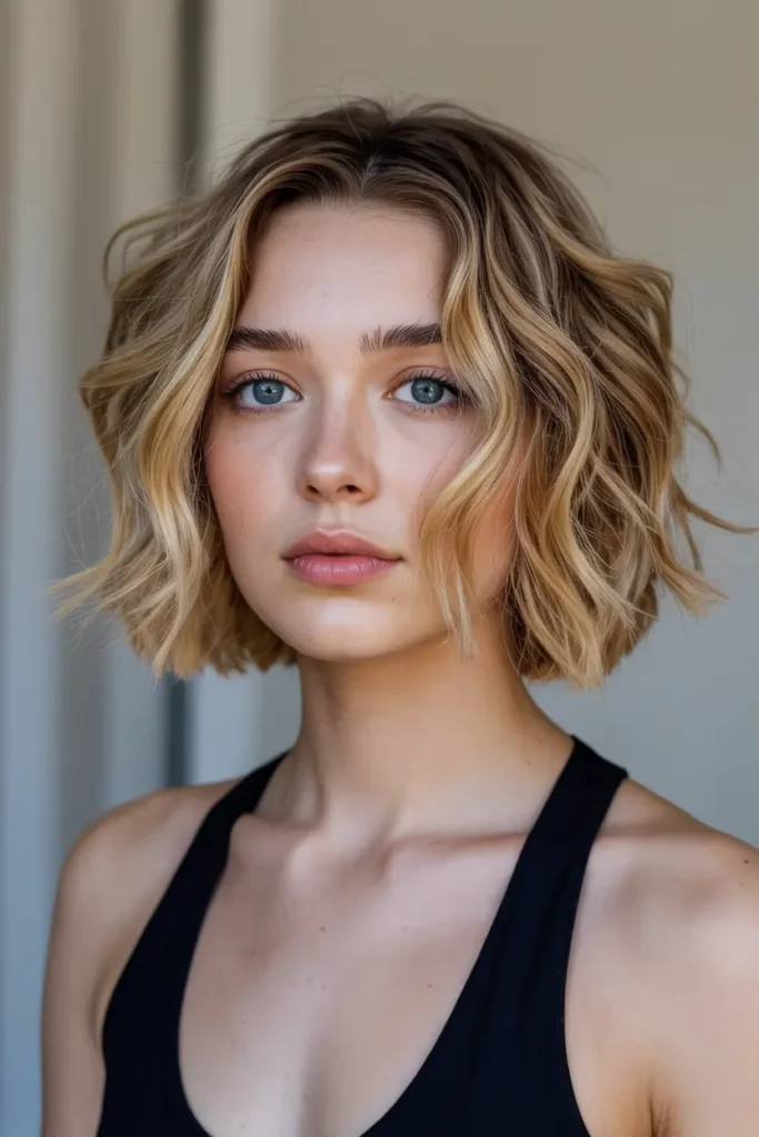 16. Wavy Bob with Blunt Ends