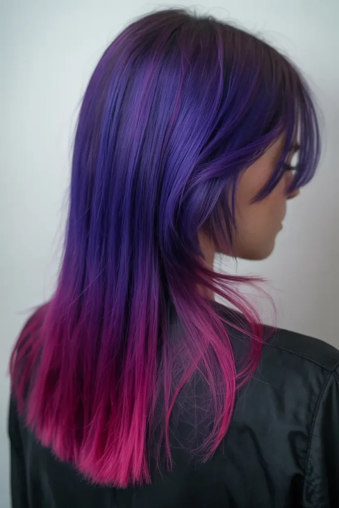Dark Purple Hair Ideas for Brunettes & Light Hair 17 17. Dark Purple with Magenta Tips