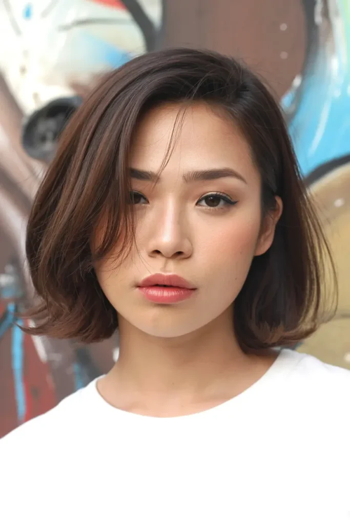 17. Korean Crop Cut for Round Face