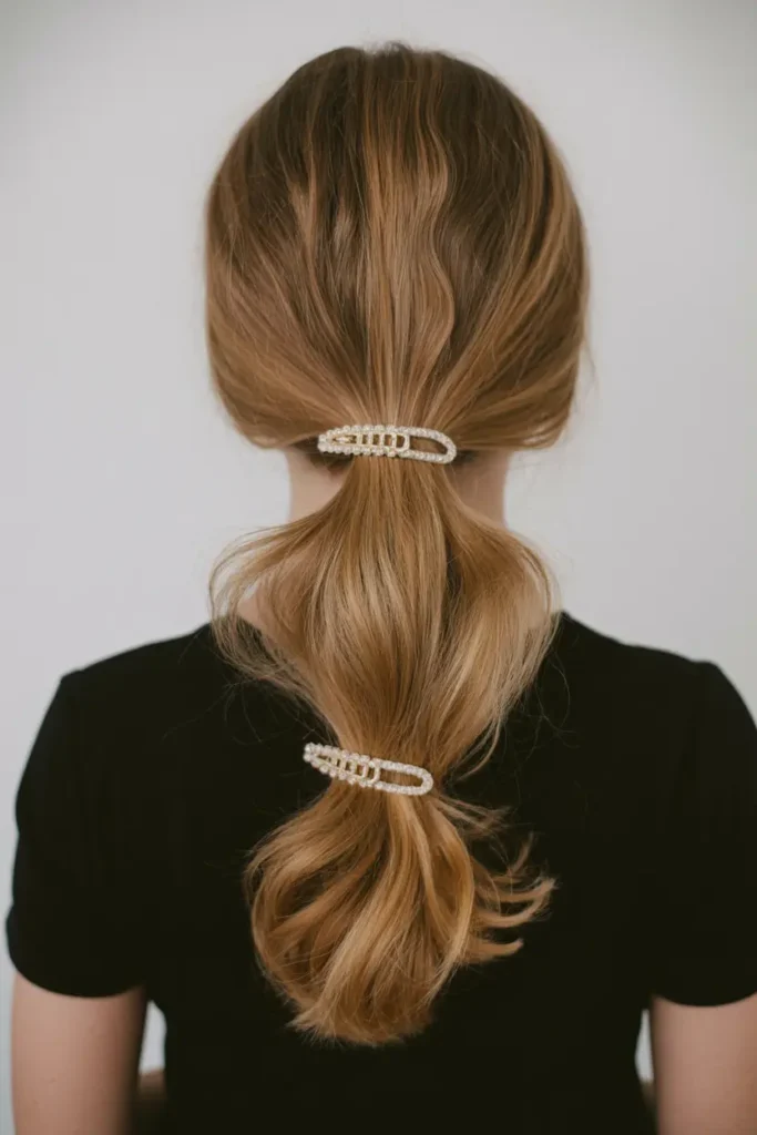 17. Messy Ponytail with Clips