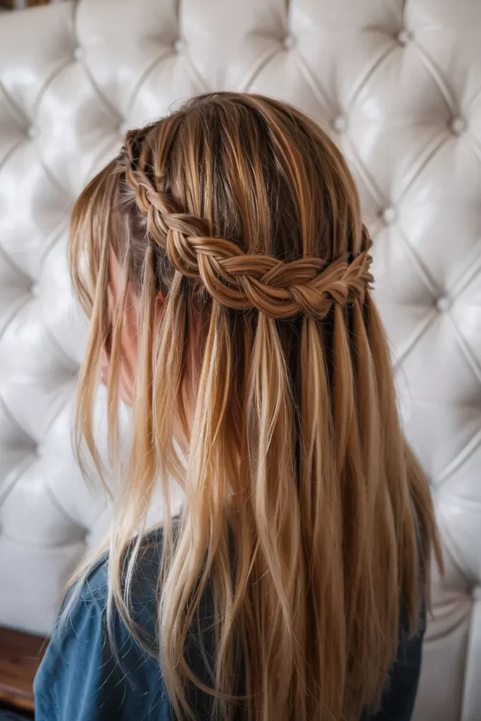 22 Top Step Cut hairStyles for a Modern Makeover 17 17. Waterfall Braid with Step Cut 2