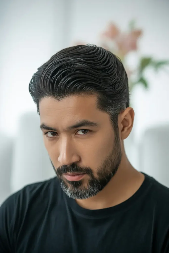 18. Brushed Forward Crop with Sideburns Beard