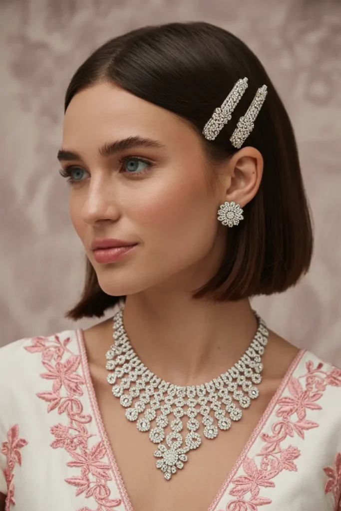 18. Sleek Bob with Gem Pins