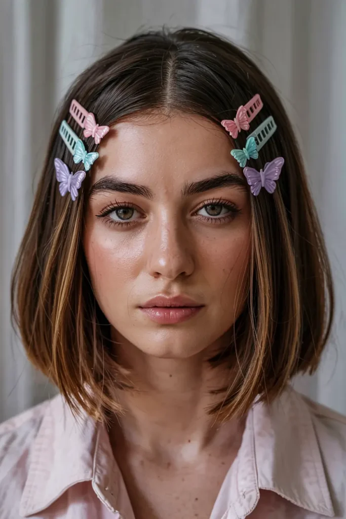 The Lazy Girl’s Guide to Easy Bob Hairstyles 19 19. Bob with Butterfly Clips