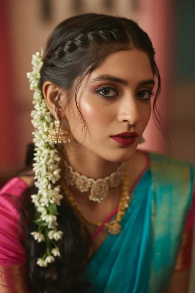 19. Half Braided Floral Style