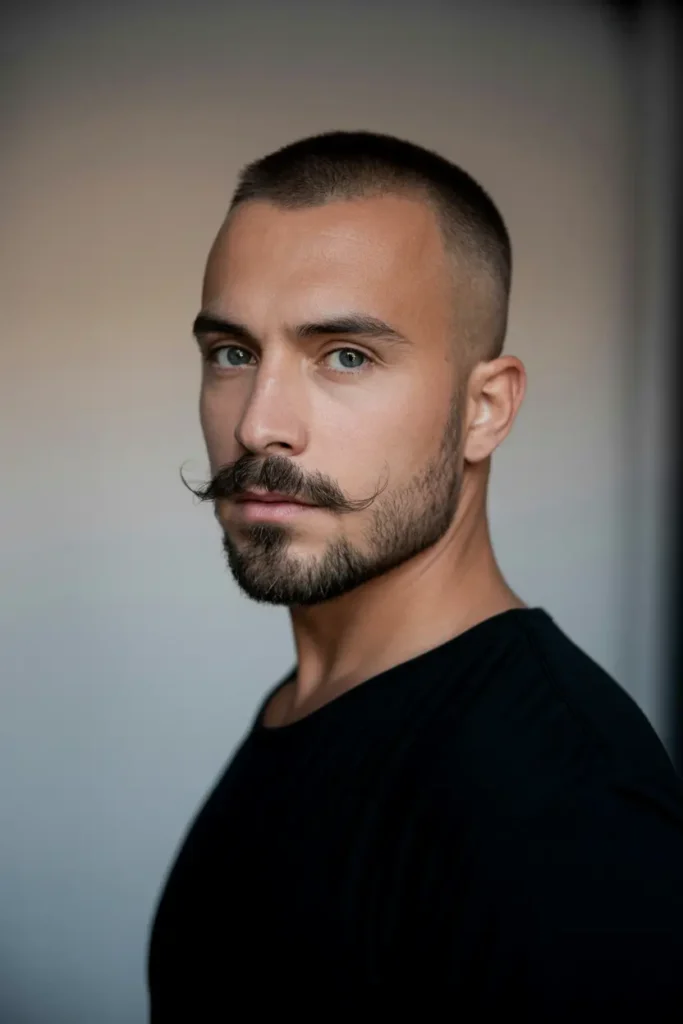 19. Light Stubble with Mustache