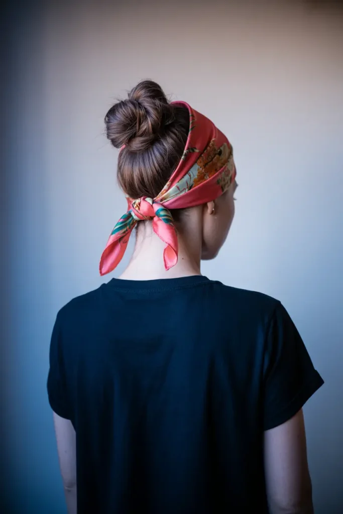 19. Messy Bun with Scarf
