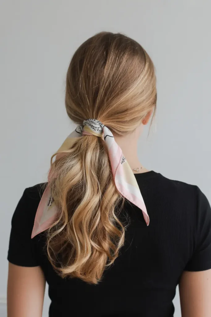 19. Messy Ponytail with Scarf