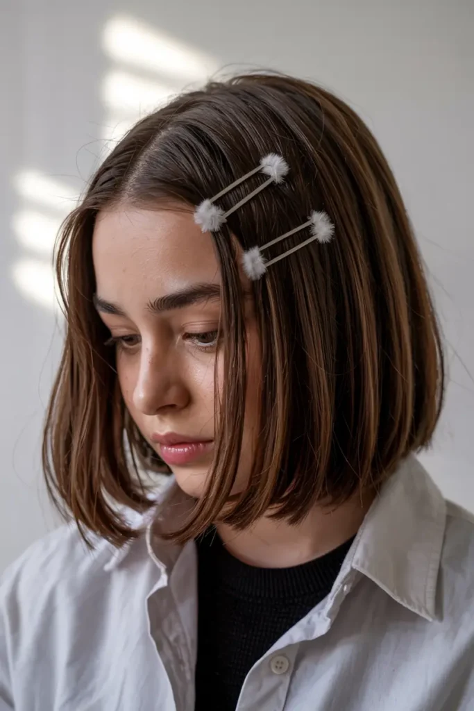 The Lazy Girl’s Guide to Easy Bob Hairstyles 2 2. Bob with Hair Pins