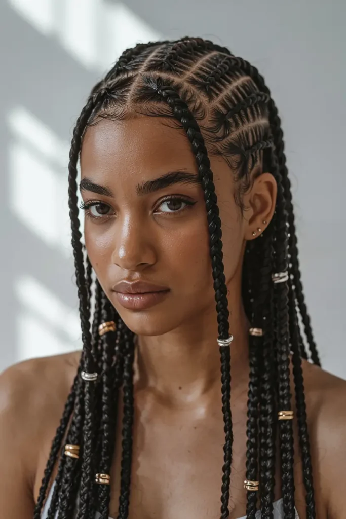 2. Cornrows with Zig Zag Part