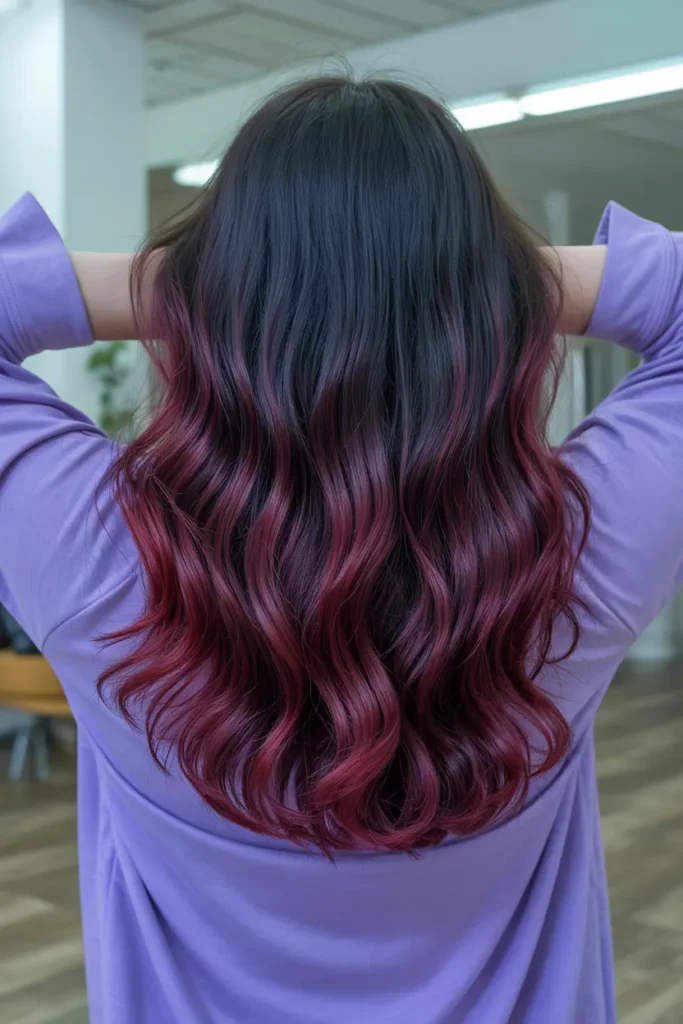 2. Dark Burgundy Balayage
