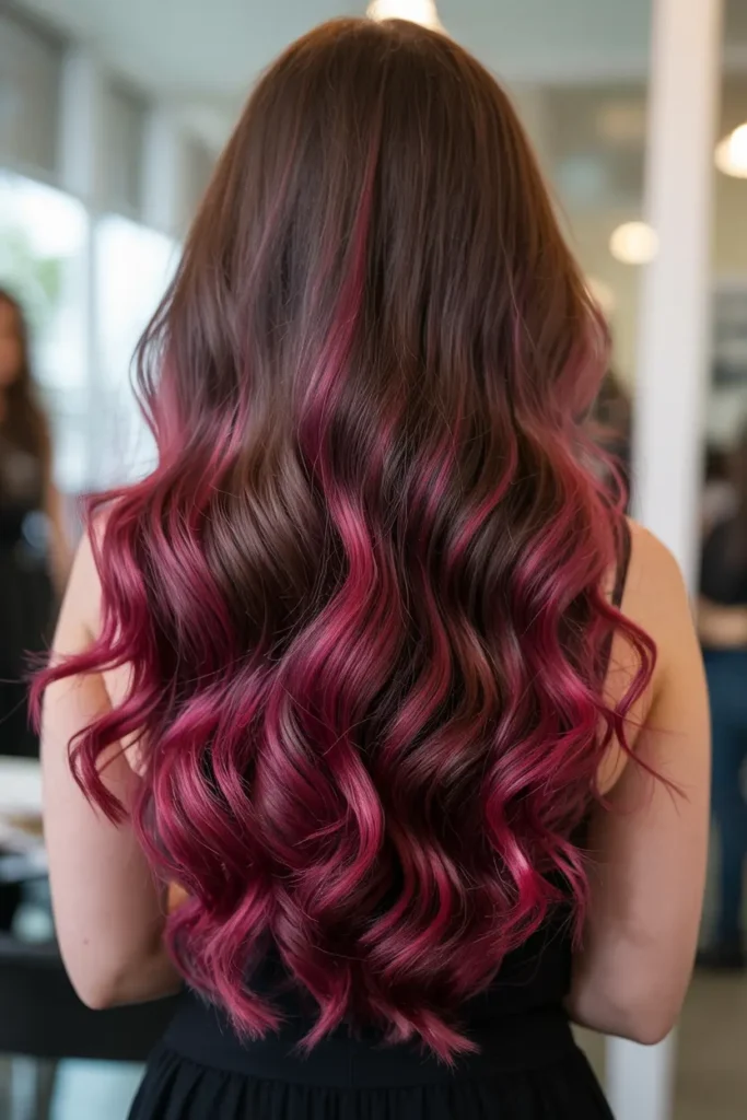 2. Dark Cherry Red Balayage