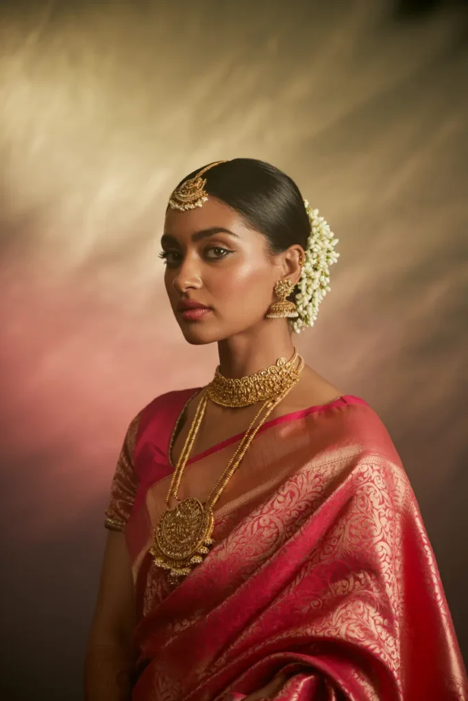 2. Gajra Adorned Low Bun