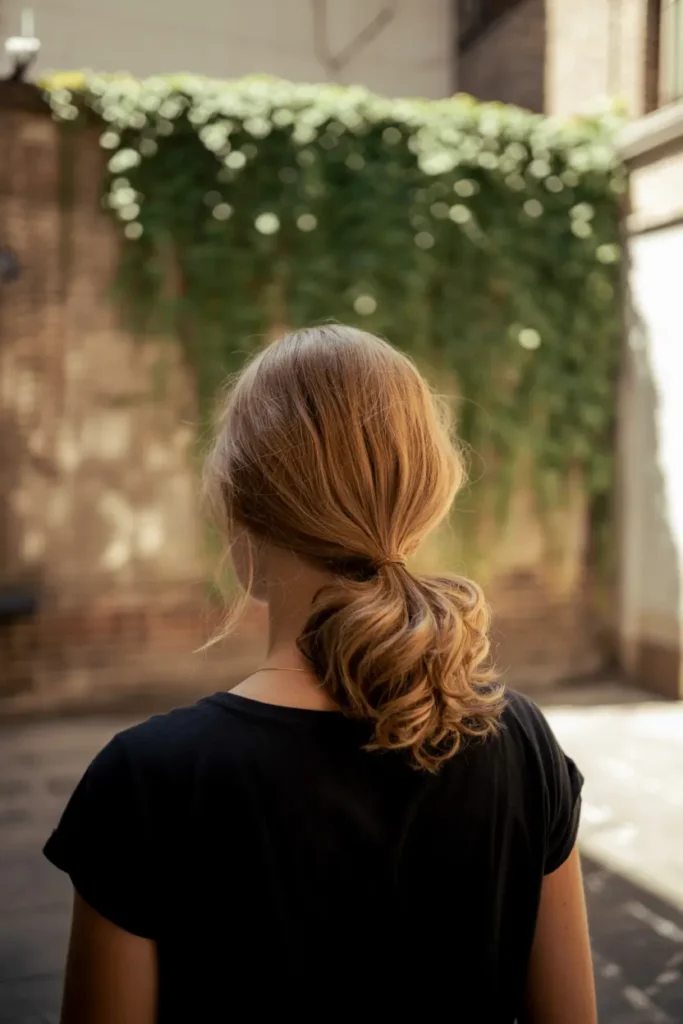 2. Low Messy Ponytail