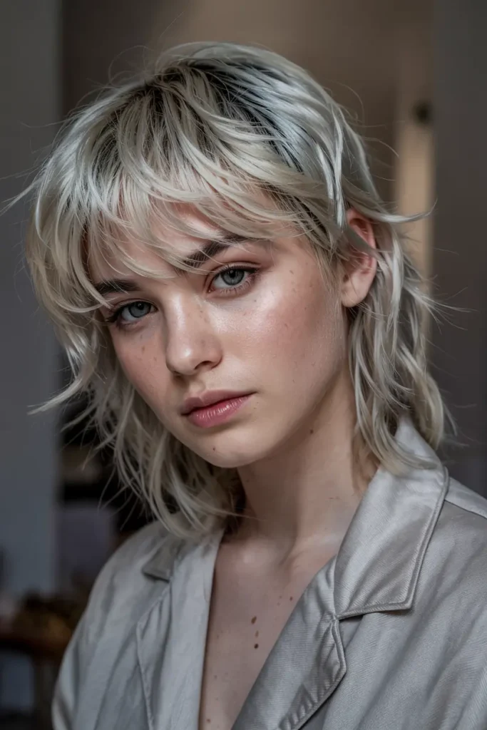 2. Platinum Blonde Wolf Cut