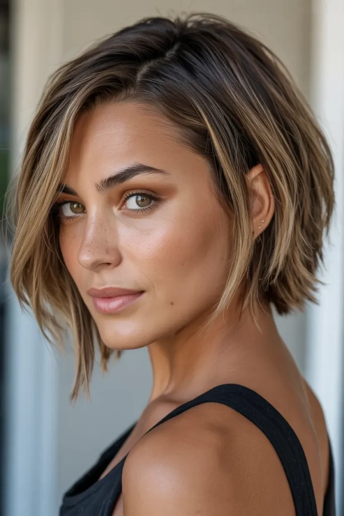 30 Feathered Bob Hairstyles That Are Totally Trending 2 2. Short Feathered Bob with Side Part