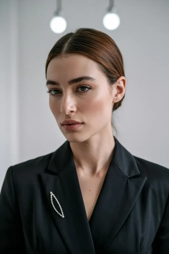 2. Sleek Brushed Back Hair