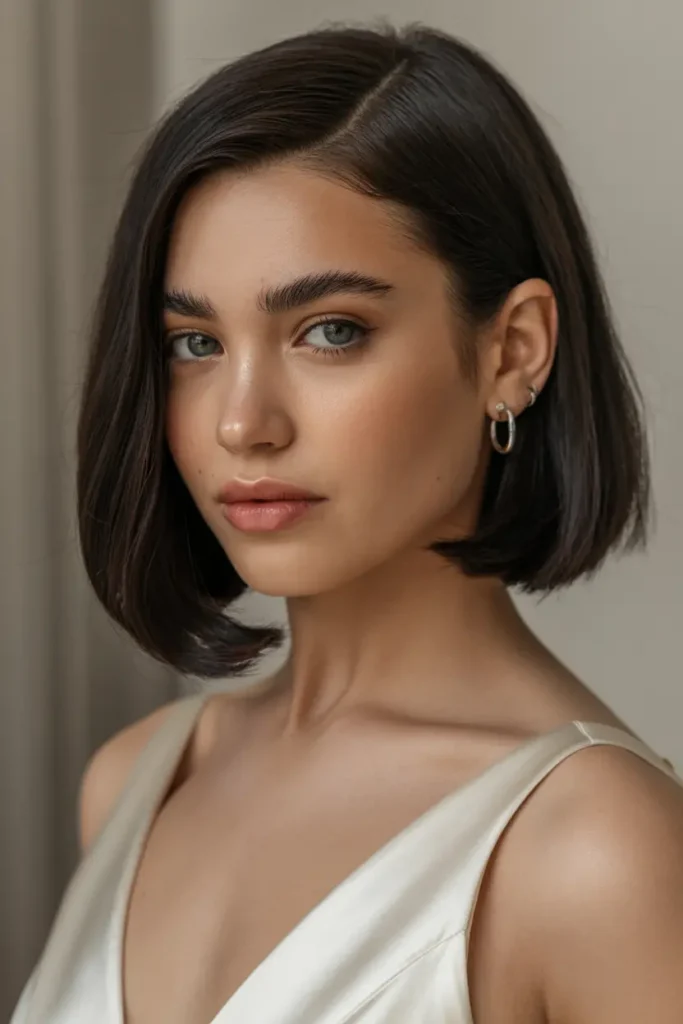 2. Sleek Side Part Bob