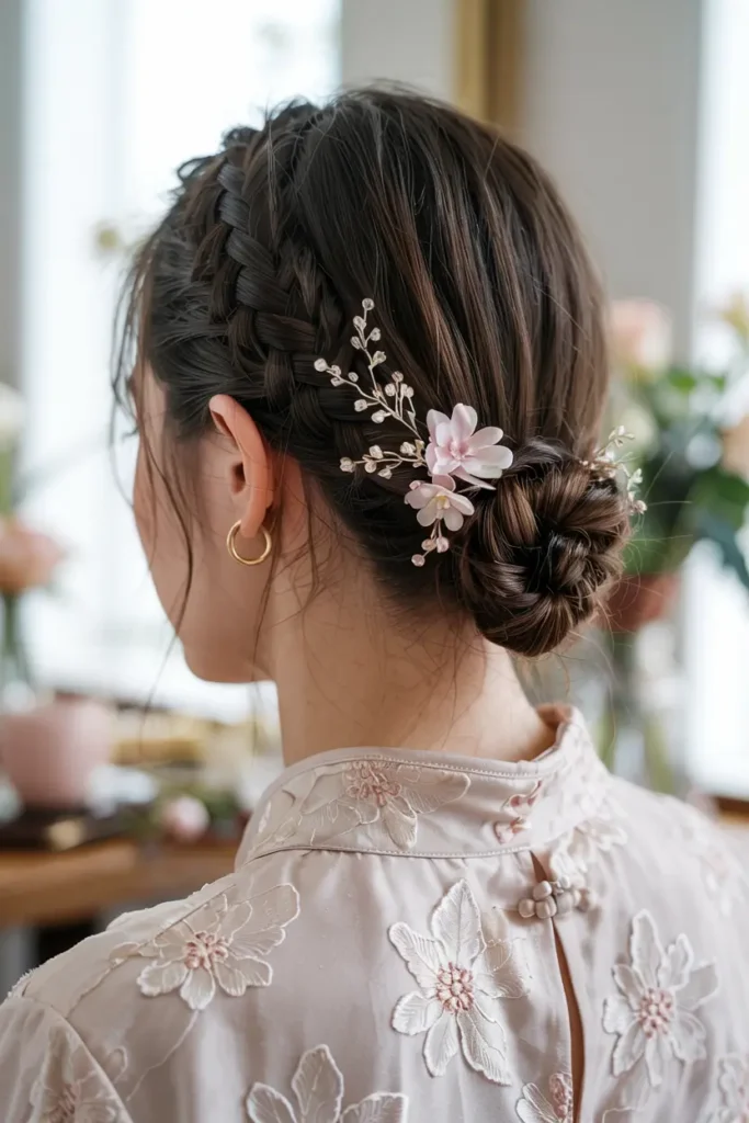 2. Sleek Side Part Chignon