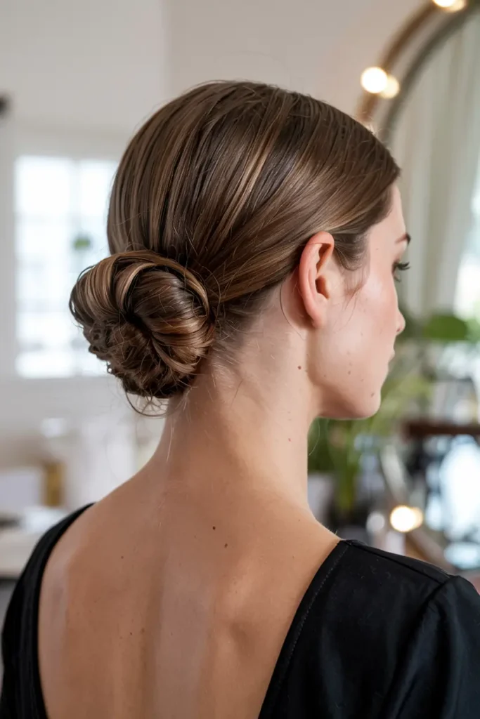 2. Slicked Back Low Bun