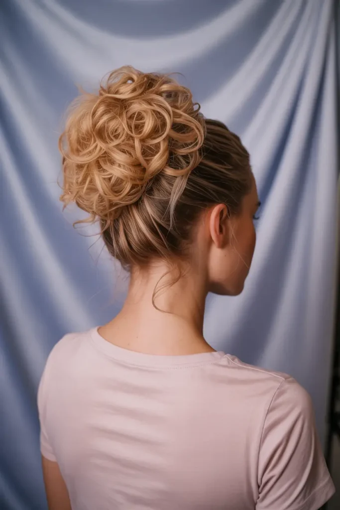 30 Easy & Stylish Hairstyles for Frizzy Hair That Actually Work 20 20. Fluffy High Bun