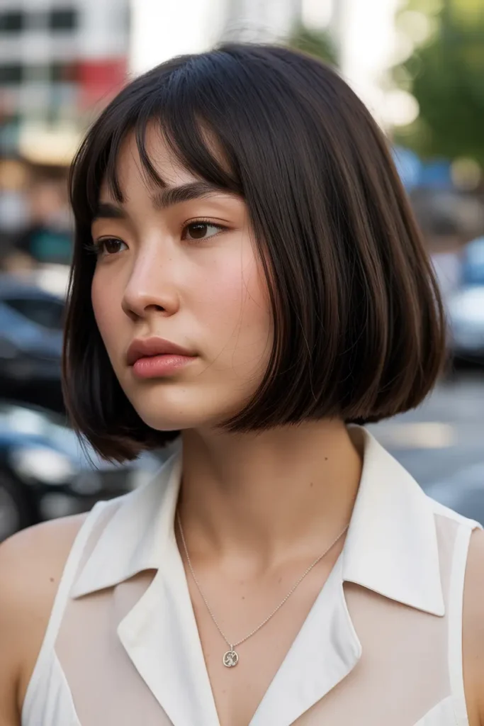 21. Korean Neat Bob for Chubby Cheeks