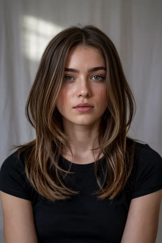 22 Top Step Cut hairStyles for a Modern Makeover 21 21. Sleek Middle Part Step Cut Hair