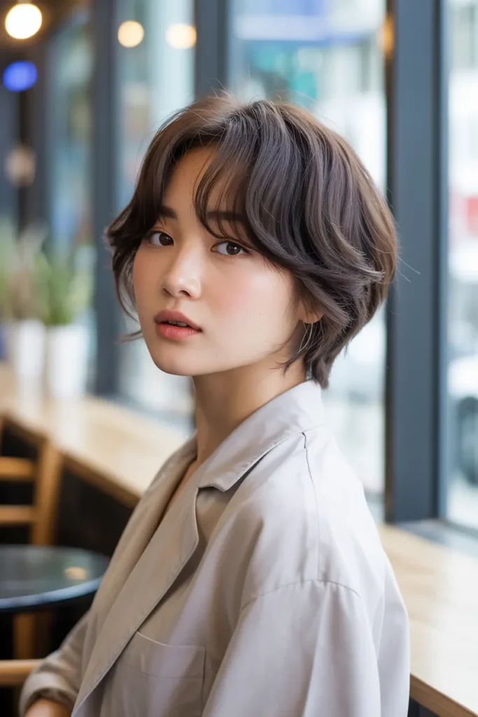 23. Korean Jaw Hugging Short Cut