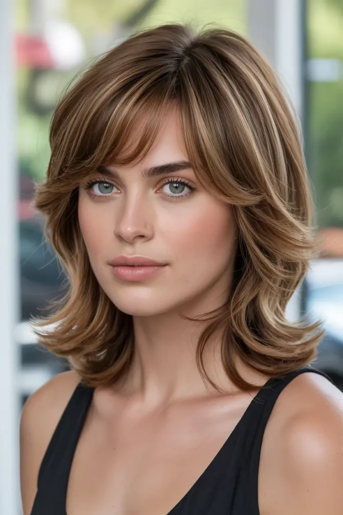 30 Layered Haircuts for More Volume and Style 26 26. Volume Layers with Side Swept Bangs