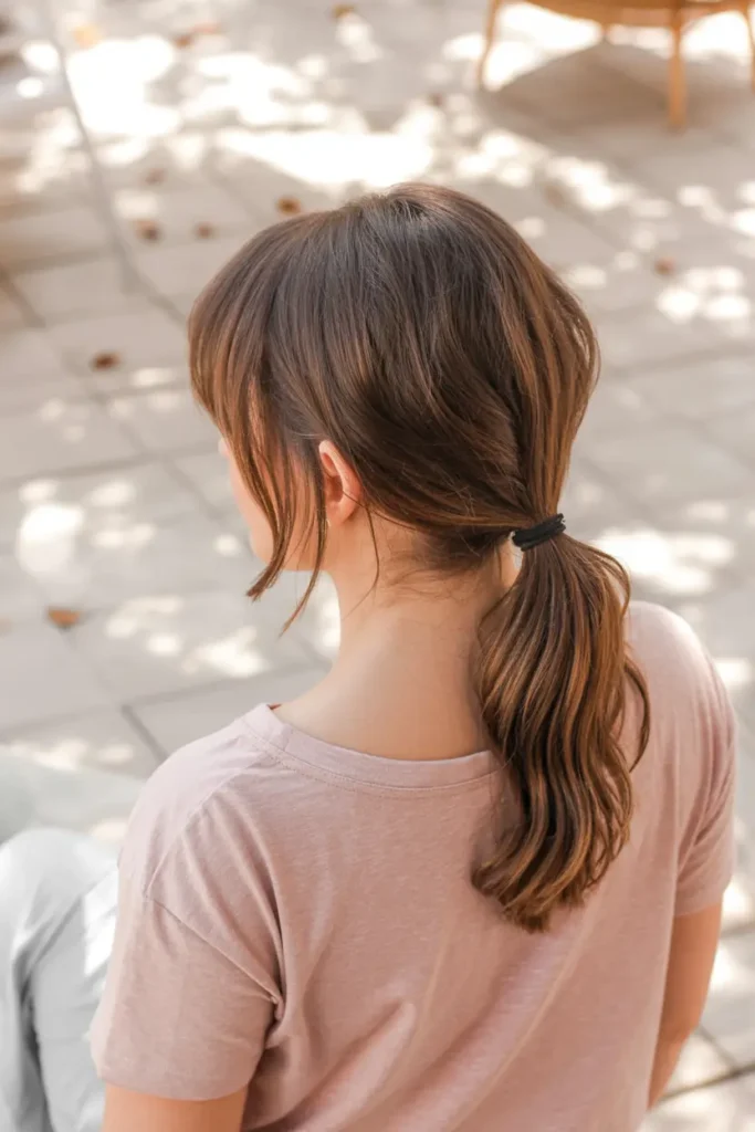 30 Trendy Hairstyles for Summer to Beat the Heat in Style 27 27. Side Swept Bangs Ponytail