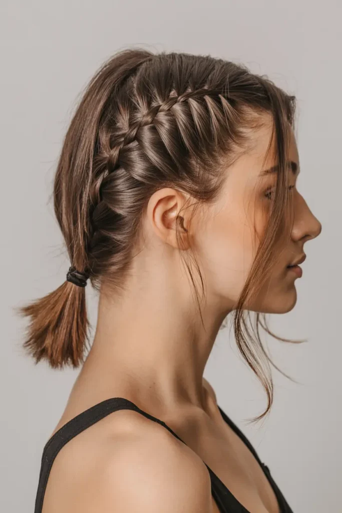 How I Nailed the Perfect 40 Side Part Hairstyles 11 28. Side Part with French Braid into Pony