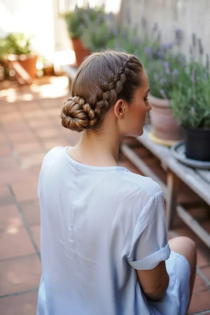 30 Trendy Hairstyles for Summer to Beat the Heat in Style 28 28.Braided Bun