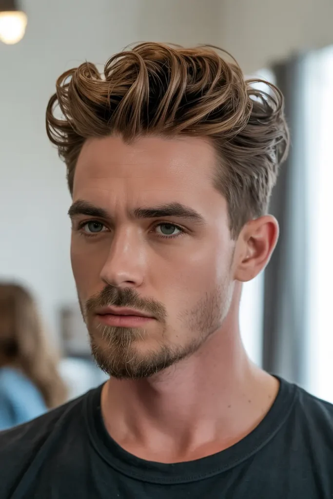 3. Messy Quiff with Goatee