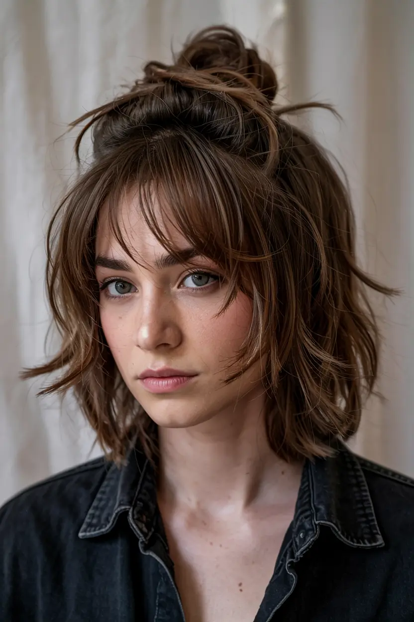 3. Tousled Wolf Cut Updo 1