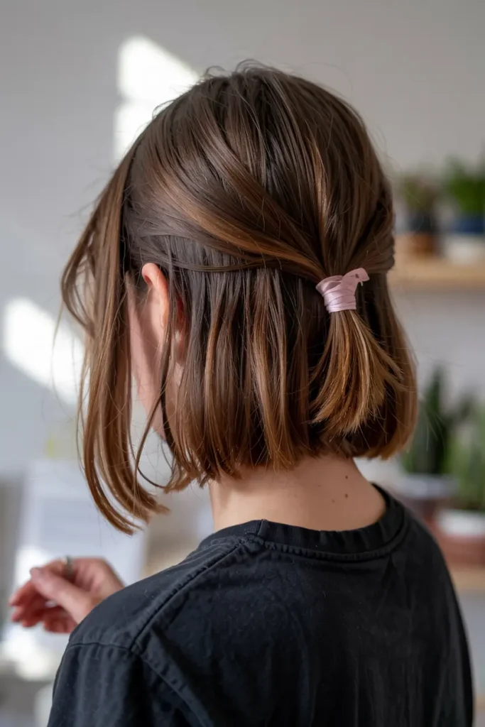The Lazy Girl’s Guide to Easy Bob Hairstyles 31 31. Bob with Half Ponytail