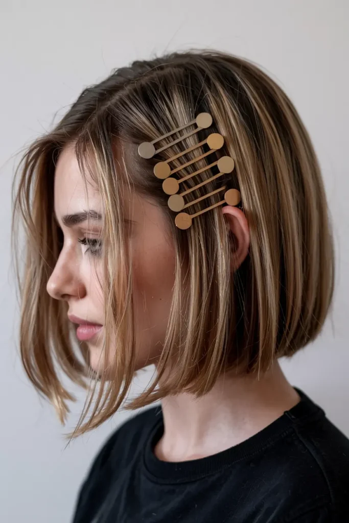 The Lazy Girl’s Guide to Easy Bob Hairstyles 34 34. Bob with Layered Pins