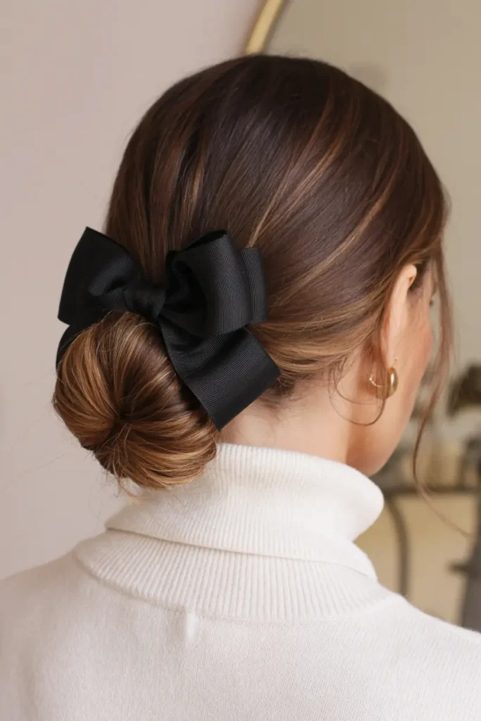 How I Nailed the Perfect 40 Side Part Hairstyles 18 35. Side Part with Ribbon Wrapped Bun